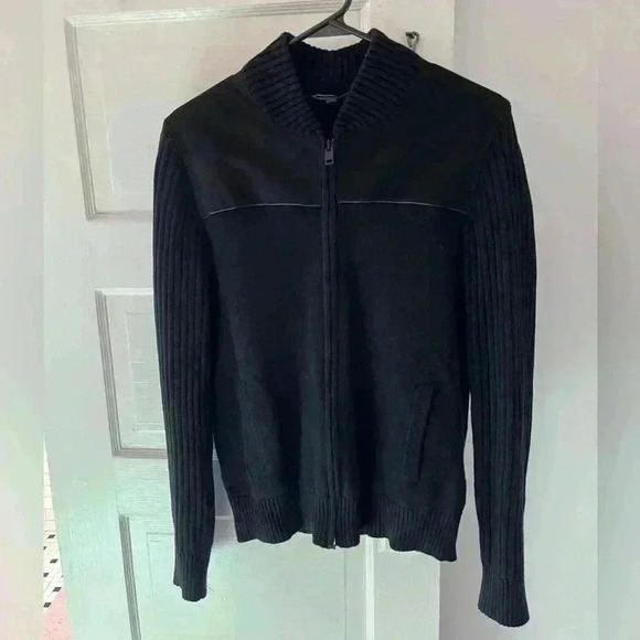 Express brand, black velvet, and knit zip up sweater - Picture 1 of 7